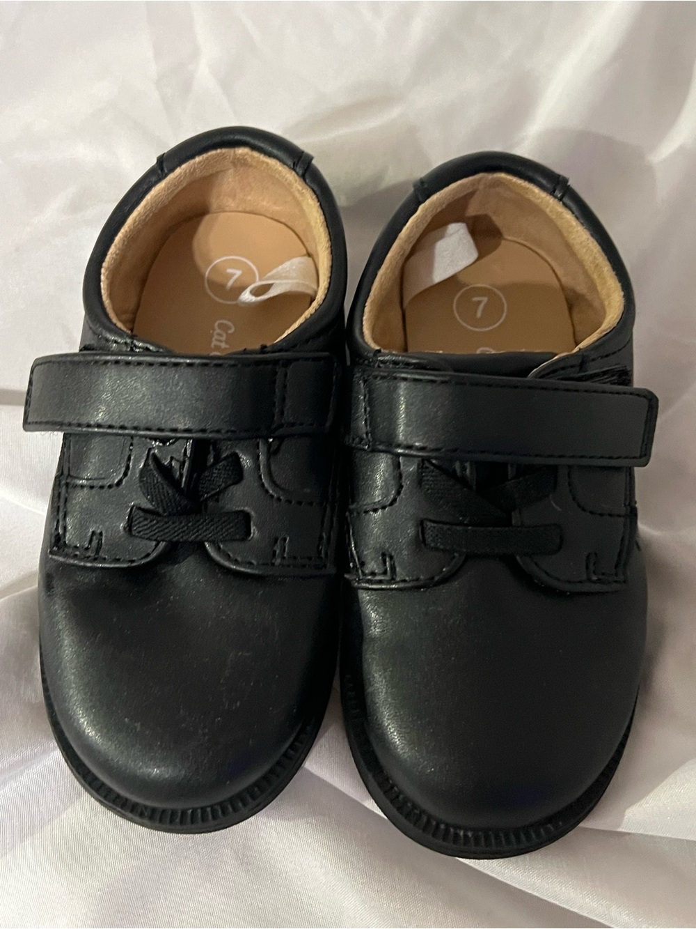 Cat & Jack Little Boys Black Dress Shoes with Hook-and-Loop Strap
